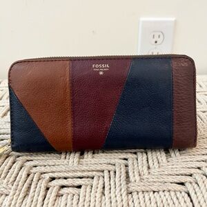 Fossil Brown and Blue Leather Wallet